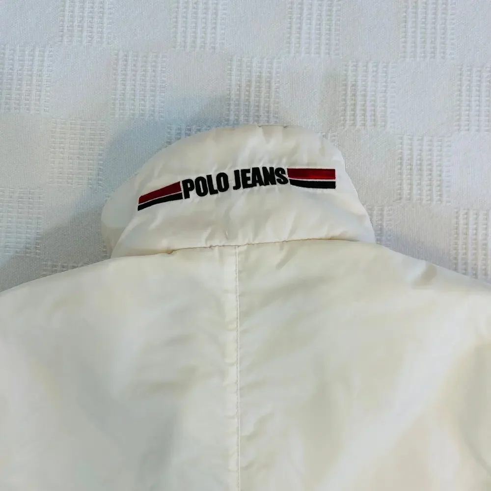 Rl Polo Jeans Womens Puffer Coat XS Nylon Shell Whie Ployester Fill Vintage